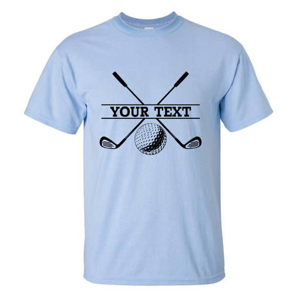 Personalized Golf Ball Crossed Clubs YOUR NAME Print Design T-Shirt - Picture 12 of 16